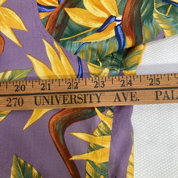 VTG Reyn Spooner Hawaiian Shirt Mens L Purple Bird of Paradise Floral Aloha - Picture 8 of 8